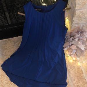 Blue top pleated dress.